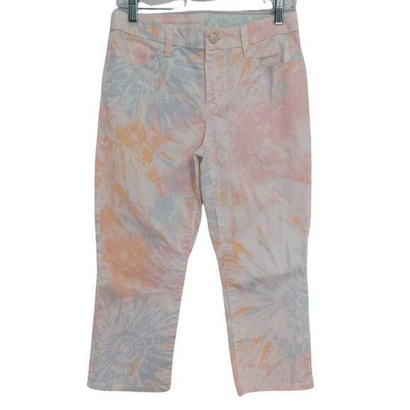 Chico's Pants - Chicos Girlfriend Slim Leg Capri Pants Size 00/XS Pastel Tie Dye Perfect Stretch